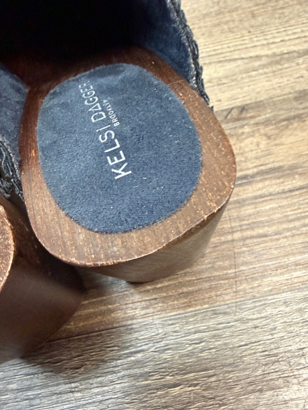Anthropologie Kelsi Dagger Brooklyn Boulder Navy Heeled Mules Shoe Size 7 - Picture 7 of 9